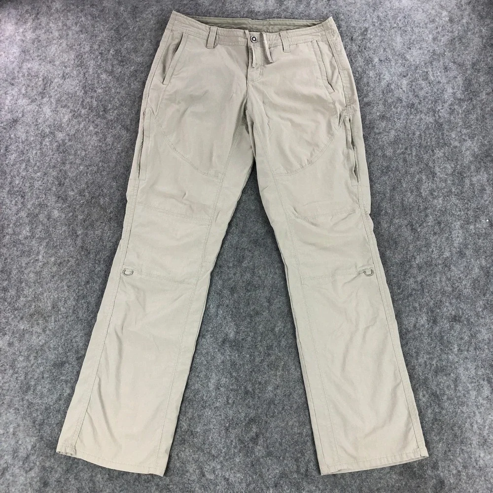Kuhl Womens Hiking Pants 10 Regular Beige Spire Roll-Up Pant Mid Rise Zip Pocket
